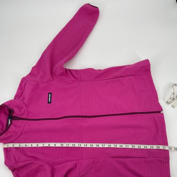 Lands' End Pink Grid Fleece Full Zip Up Jacket Womens Size Large Outdoor Casual - Picture 10 of 10